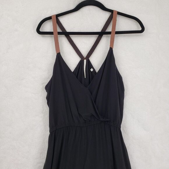 Twelfth Street Cynthia Vincent Jumpsuit Womens Medium Black Silk Leather Straps - Picture 2 of 10